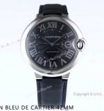 Swiss Replica Cartier Ballon Bleu Watch Black Dial Leather Strap 42mm_th.jpg